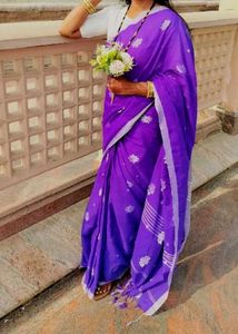 purple saree with blouse