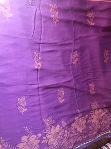 Elegant Purple Floral Fabric Sari