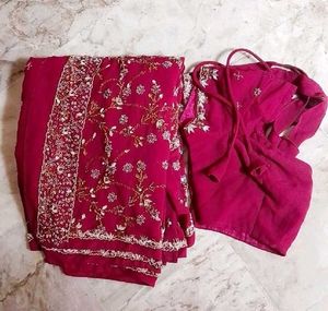 Fancy Maroon Ready to Wear Saree With Blouse