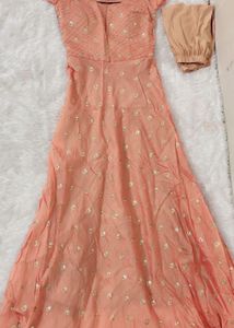 Elegant Peach Gown Set
