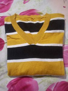 Striped Knit Vest with Sleeves