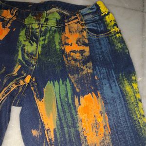 Cool Unisex Mutlicolor Denim Jeans