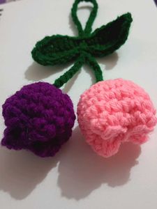 Crochet Two Tulip Charm Keychain