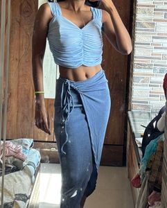 Baby Blue Ruched Crop Top