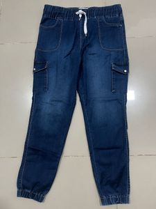 Blue Denim Cargo Joggers