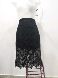 Black Lace Midi Skirt