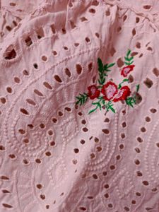 Pink Floral Eyelet Blouse