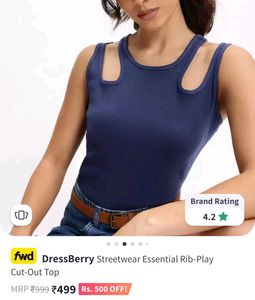 New Dressberry Cut Out Ribbed Top, M