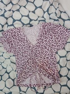 Purple Leopard Print Crop Top