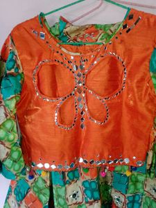 Butterfly Back Crop Top With Ethnnic Skir
