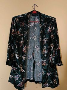 Sassafras Green Floral Velvet Jacket