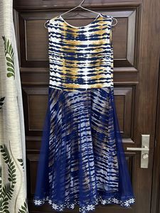 Blue Dress With Net Detailing