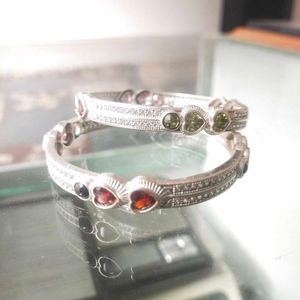 Slightly Used Pure Silver CZ Bangles (Size 2/4)