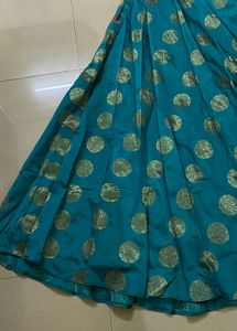 Teal &amp; Gold Lehenga Skirt