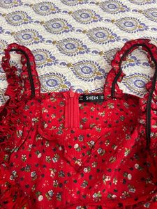 Red Floral Print Bodycon Dress