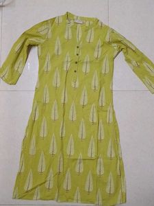 Leaf Print Green Kurti