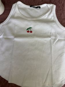 White Cherry Tank Top, Size - 34-35