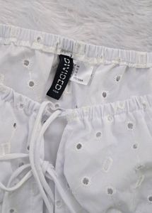 Eyelet Tie-Front Crop Top
