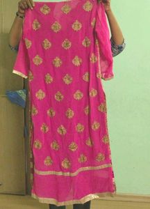 Pink &amp; Gold Embellished Kurta Set