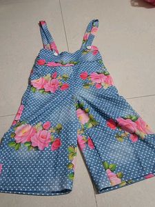 Cute Girls' Floral Overalls Set