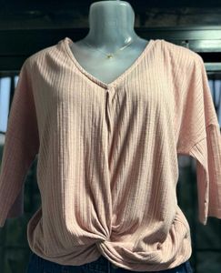 Cute Pink Knot-Front Top
