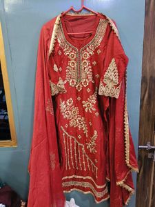 Red & Gold Embroidered Salwar Kameez