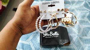 12 Pair Gold & Pearl Earring Set