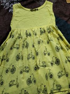 Cute Yellow Scooter Print Dress