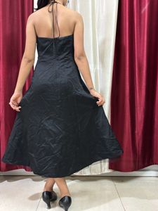 Vintage 90s Slik Long Floral Black Gown