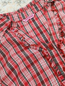 Red Ruffle Half Shirt