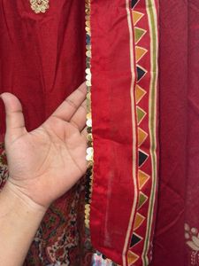 Red Embroidered Kurta Set
