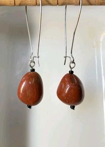 Red Natural Stone Drop Earrings