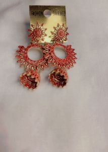 Red Jhumka Earrings