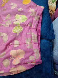 Pink Floral Banarasi Kurta With Bottom