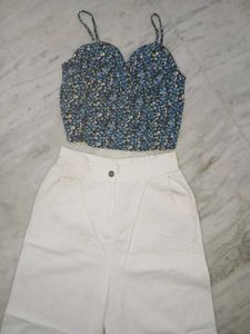 Floral Cami and White Shorts Set