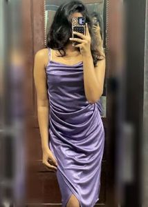 Silky Lavender Bodycon Slip Dress