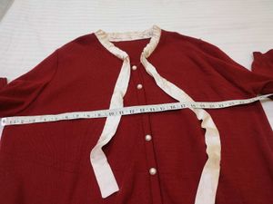Korean Burgundy Cardigan with Ribbon