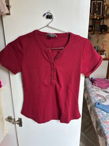 Red Henley Top
