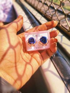 Blue Rose Earrings
