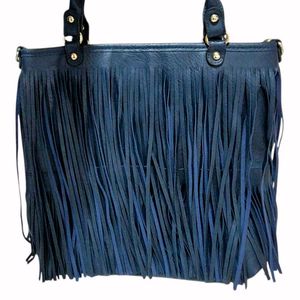 Blue Fringe Tote Bag