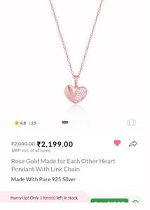 Giva 925 Real Silver Chain + Pendant (Rose Gold)