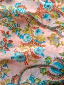 Floral Print Saree with Teal Border
