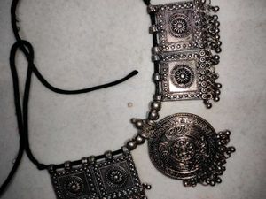 navratri Silver Statement Necklace