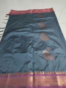 Dark cement soft silk saree