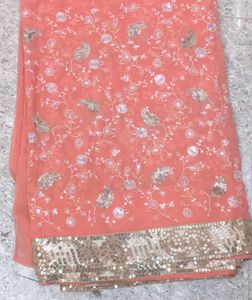 Peach Saree