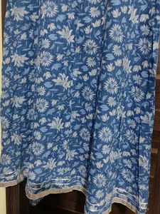 Blue Floral Print Kurti With Pant Combo