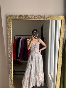 American Eagle Floral Flutter Sleeve Smocked Maxi