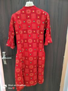 Bandhej Print Kurta, Skirt And Dupatta