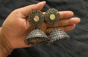 Combo of Black Oxidized Silver Jhumka Earrings