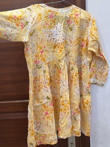 Yellow Chikan kari Top